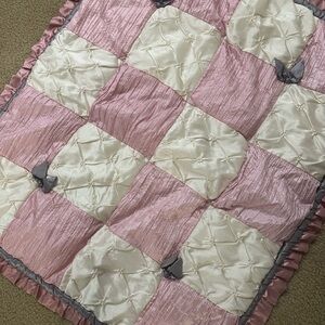 The Peanut Shell Luxurious Pink and Cream Patchwork Baby Comforter